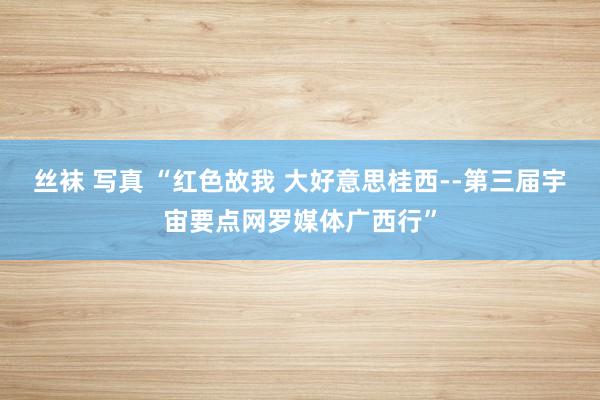 丝袜 写真 “红色故我 大好意思桂西--第三届宇宙要点网罗媒体广西行”