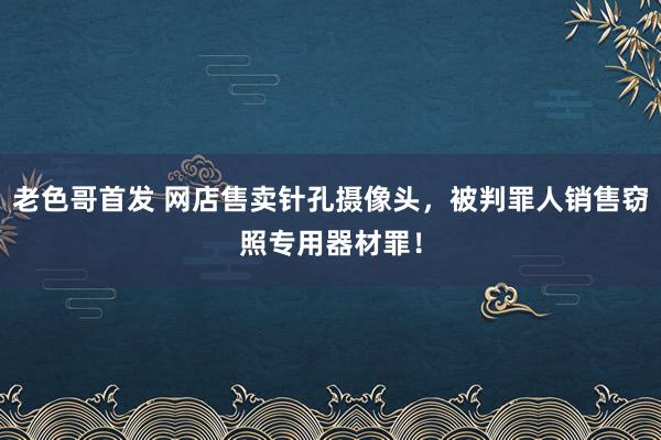 老色哥首发 网店售卖针孔摄像头，被判罪人销售窃照专用器材罪！