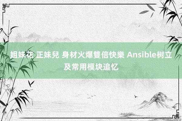 姐妹花 正妹兒 身材火爆雙倍快樂 Ansible树立及常用模块追忆